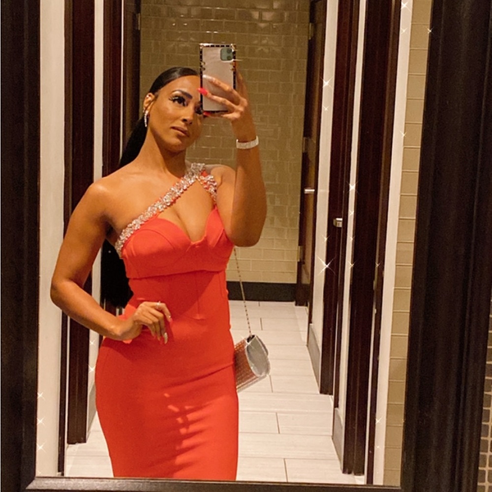 Hanny Crystal Cocktail Dress - Red